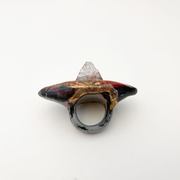 Adina Mills Crystal Ring XL Statement Eye Quartz - Picture 7 of 10